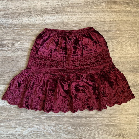 Anthropologie Cherie Eyelet Velvet Mini Skirt - Picture 6 of 8